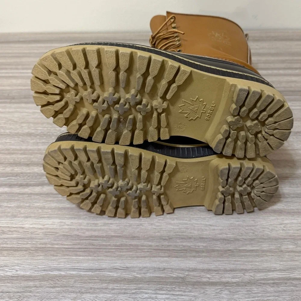 Sorel Men‎ Boots 8 Tan Frontier Duck Leather Waterproof Insulated Winter Canada